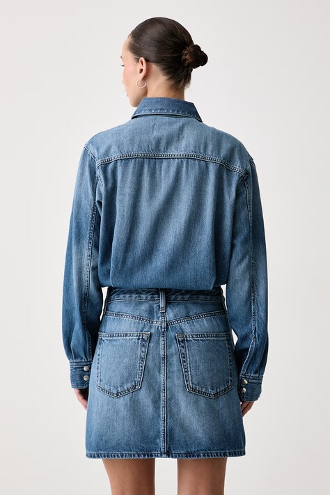 Calvin Klein Jeans Рокля от памук синя с износен ефект LV047H779G