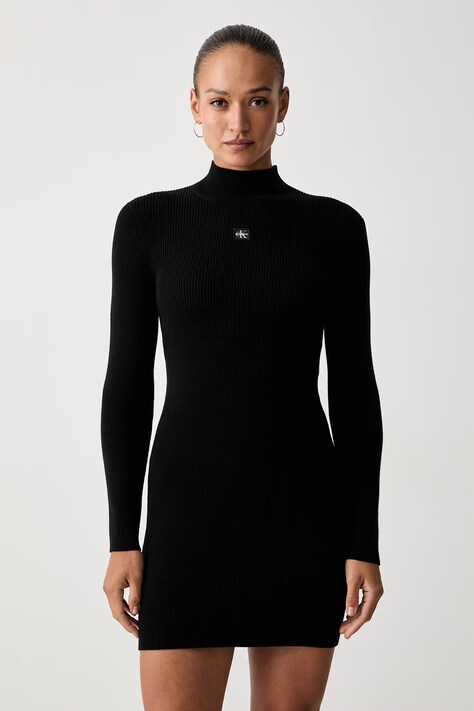 Calvin Klein Jeans pletena haljina s pamukom crna bez uzorka LV047H388G