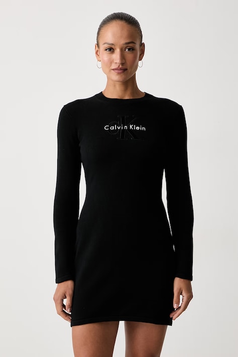 Calvin Klein Jeans pletena haljina od pamuka crna LV047H319G