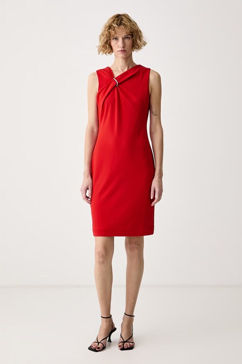 Calvin Klein Sukienka czerwona gładka LV044H003G