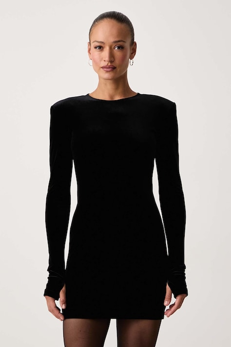 Armani Exchange Рокля от кадифе черна с изчистена шарка XW002866 AF16147