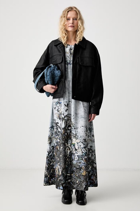 MUNTHE розкльошена сукня шовкова VICTORIANA — AW26-SUDZ6F, сірий — фото 2