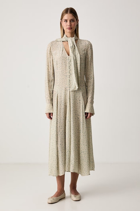 Trussardi Sukienka rozkloszowana z wiskozy beżowa 7028A001893N
