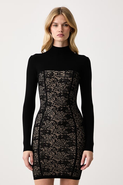 Elisabetta Franchi Sukienka bodycon z wiskozą czarna AM27Q66E2