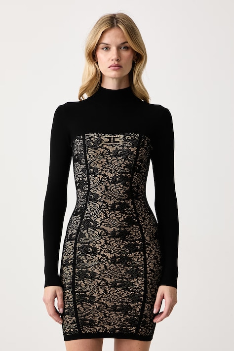 Elisabetta Franchi Sukienka bodycon z wiskozą czarna AM27Q66E2