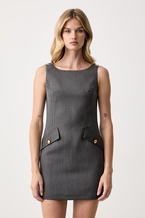 Elisabetta Franchi Sukienka z wełną szara AB99366E2