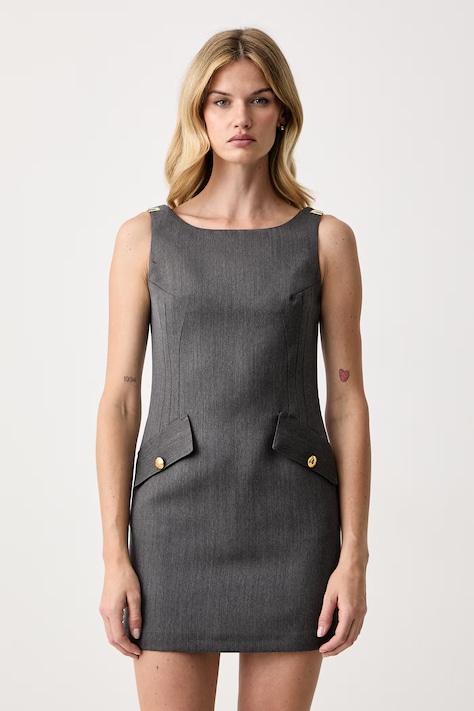 Elisabetta Franchi Sukienka z wełną szara AB99366E2