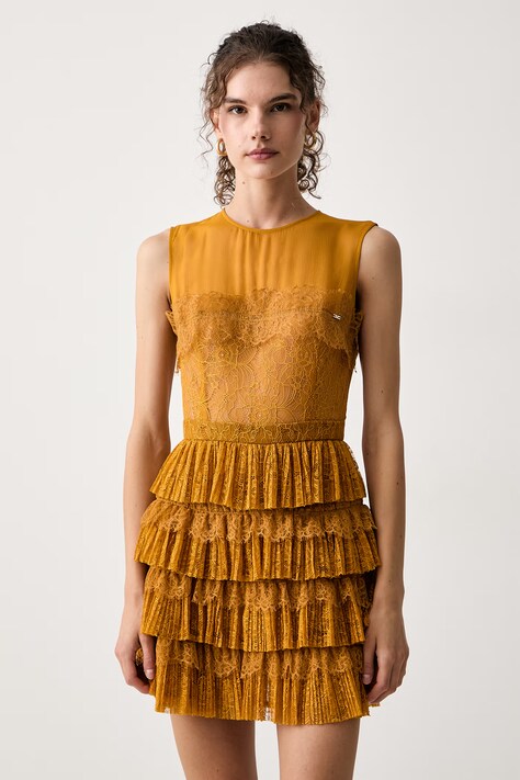 Elisabetta Franchi Sukienka z wiskozą żółta AB98366E2