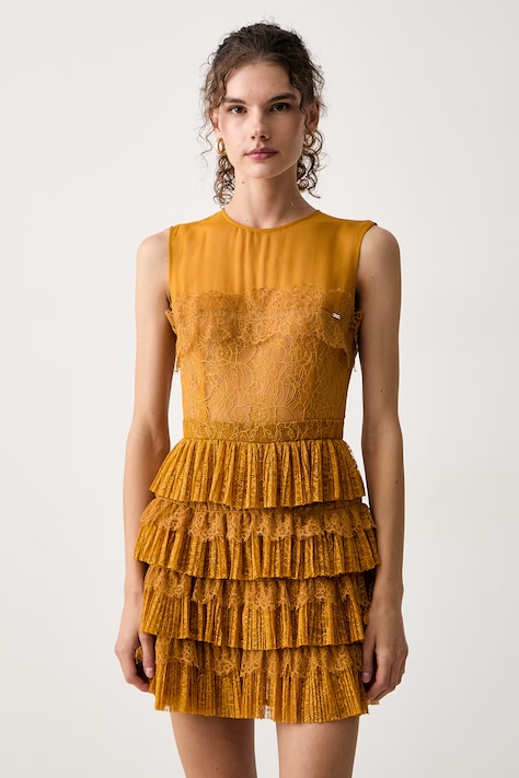 Elisabetta Franchi Sukienka z wiskozą żółta AB98366E2
