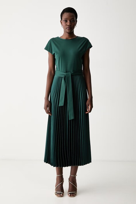 Weekend Max Mara sukienka rozkloszowana z lyocellem WKDGELA zielona gładka 2625626021600