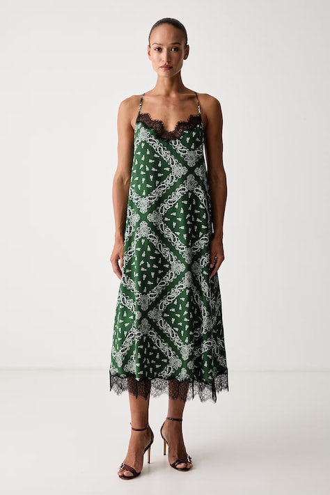 Zadig&Voltaire Φόρεμα lingerie μεταξωτό RESPA πράσινο λαχούρι WWDR02703
