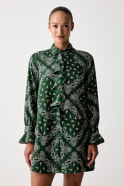 Zadig&Voltaire Haljina od svile RHELYNE zelena paisley WWDR02702