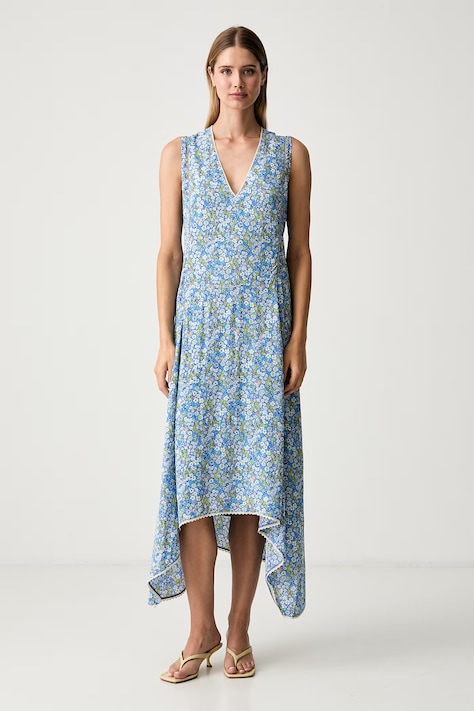 Zadig&Voltaire sukienka letnia z wiskozy REROL niebieska w kwiaty WWDR02645
