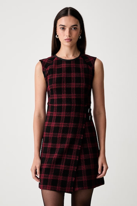 Pinko sukienka z wełną czarna w kratkę 107498 A3GN