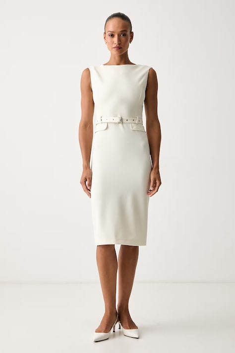 Pinko платье с вискозой бежевое однотонное 107265 A3DA