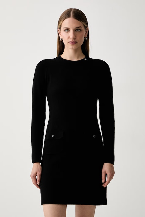 Joop! rochie tricotată cu amestec de lână neagră simplă 30104319