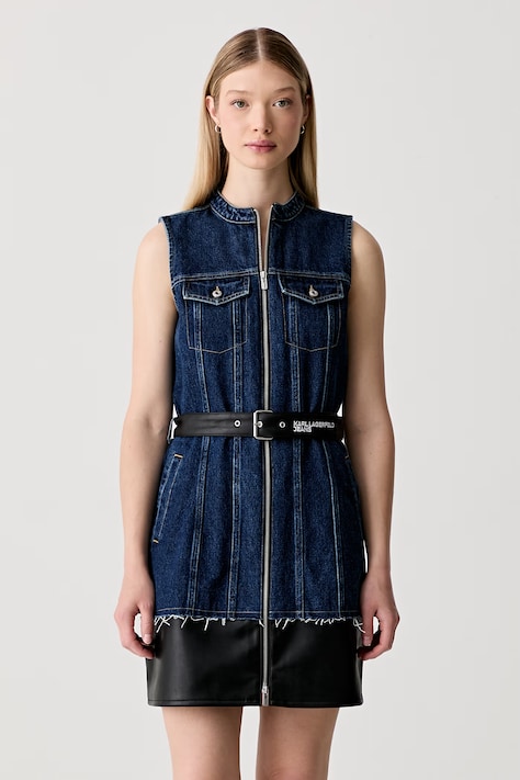Karl Lagerfeld Jeans sukienka jeansowa granatowa gładka B3W13007