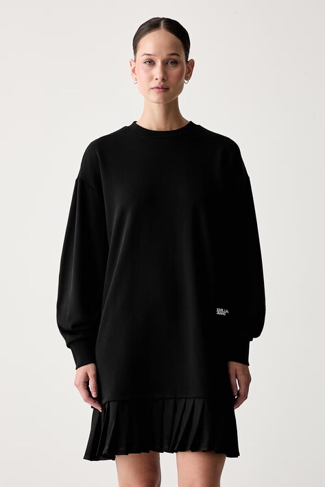 Karl Lagerfeld Jeans vestito oversize in cotone nero liscio B3W13005
