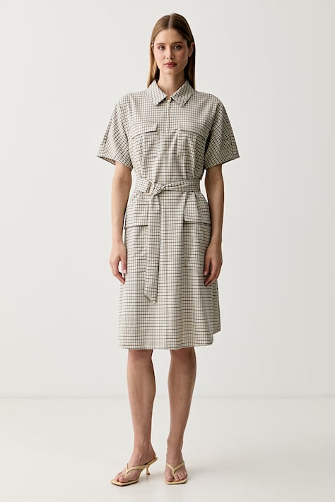 Mos Mosh šaty s rozšíreným strihom s viskózou Gweni béžové 179340