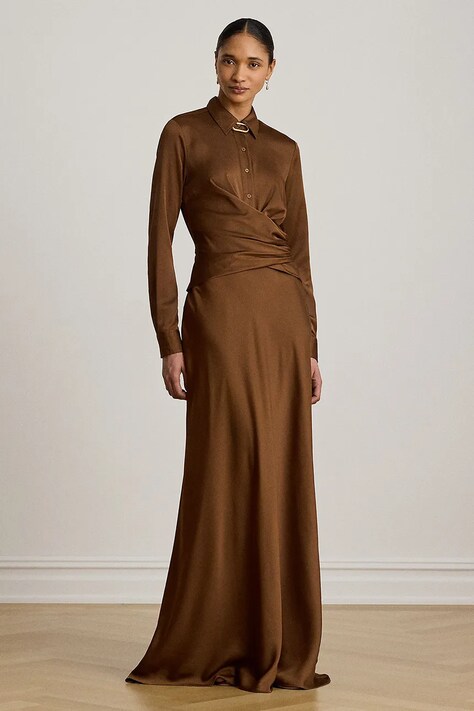 Lauren Ralph Lauren sukienka brązowa gładka 253P13736