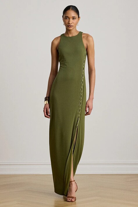 Lauren Ralph Lauren sukienka letnia zielona gładka 253P13709