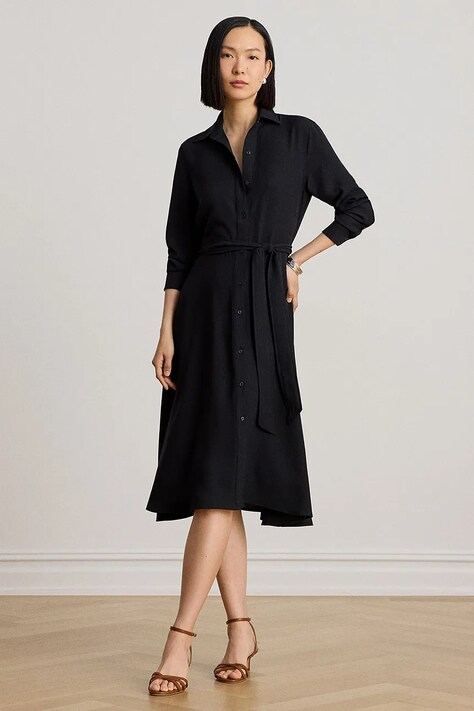 Lauren Ralph Lauren sukienka rozkloszowana czarna gładka 200P14803