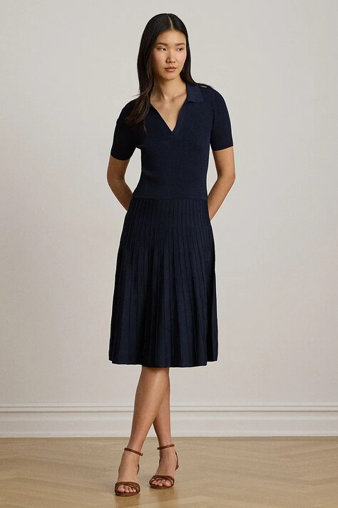 Lauren Ralph Lauren sukienka z wiskozą granatowa gładka 200P14049