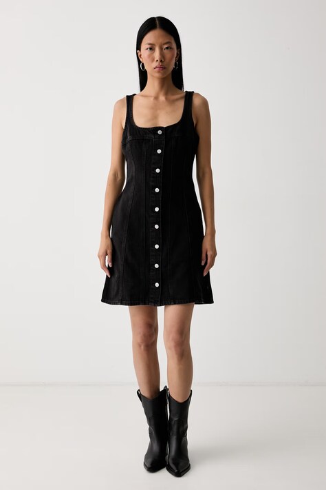 Levi's šaty rifľové AUDRA TANK čierne s efektom prania 0080Y