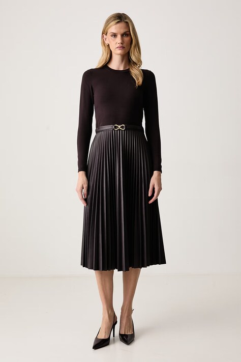 Twinset Плисирана рокля кафява 262TT3430