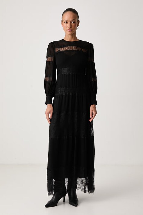 Twinset Vestito svasato in viscosa nero 262TT2630