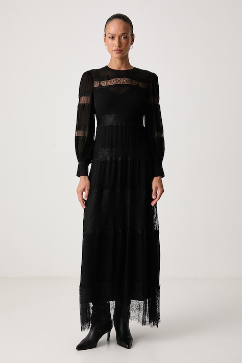 Twinset Vestito svasato in viscosa nero 262TT2630
