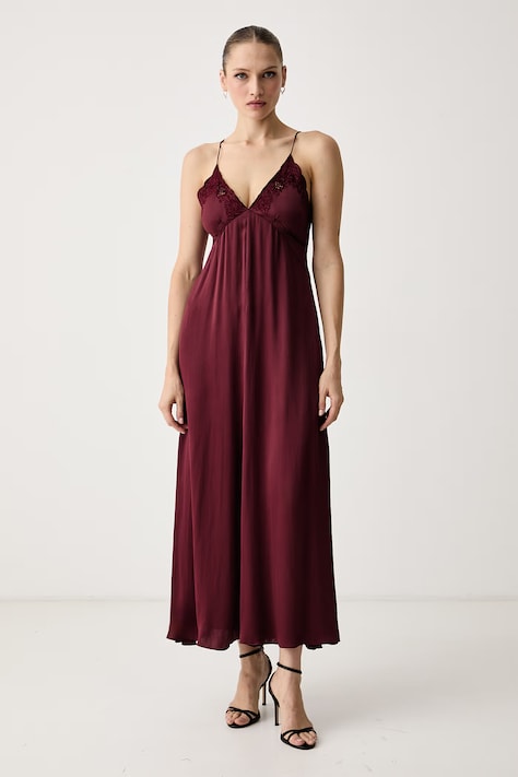 Twinset Vestito lingerie in viscosa granata liscio 262TT2171