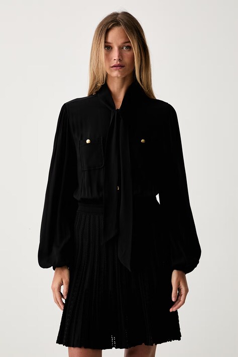 Twinset sukienka rozkloszowana czarna gładka 262TP3081