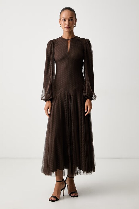 Twinset φόρεμα flared καφέ 262TP2215