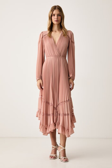 Twinset Sukienka plisowana różowa gładka 262TP271A