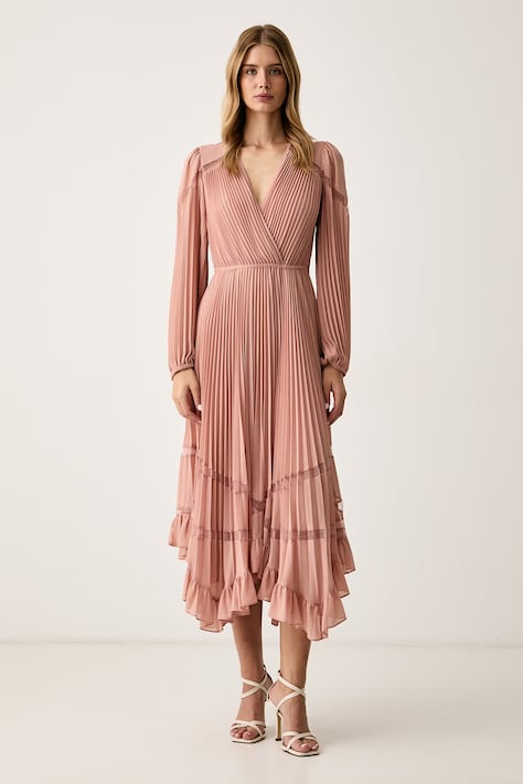 Twinset Plisirana haljina roza bez uzorka 262TP271A