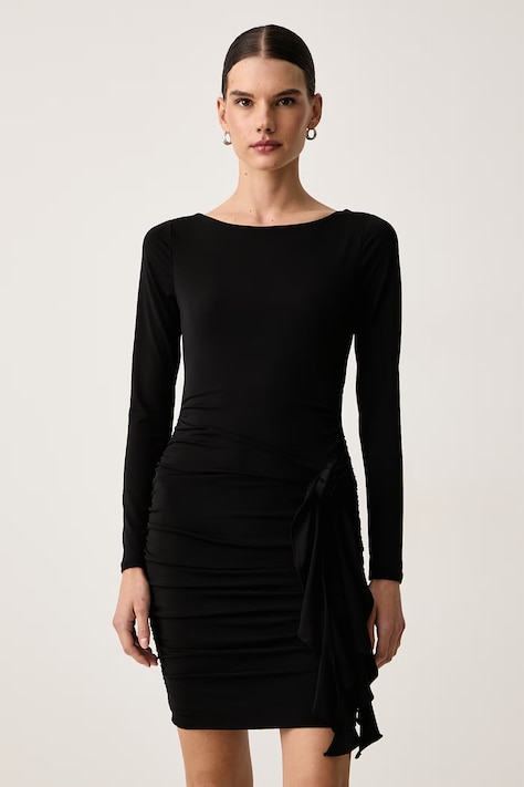 Guess Sukienka drapowana LUCY czarna gładka W6BK19 K6104