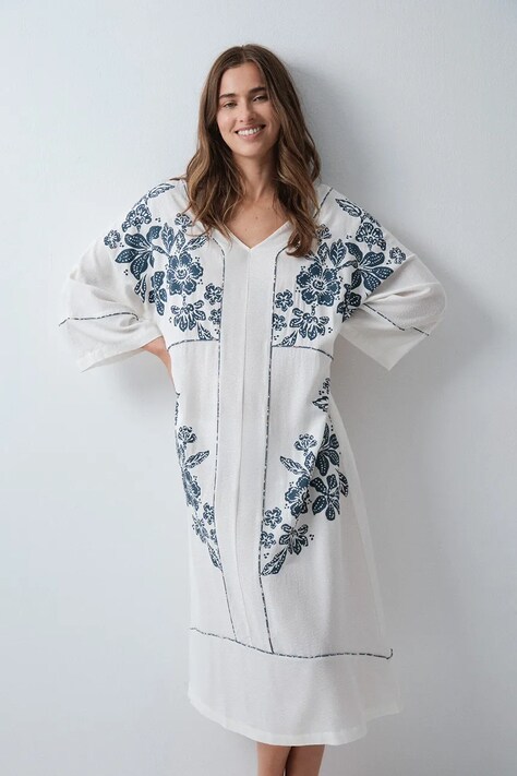 women'secret sukienka z wiskozą beżowa w kwiaty 4364645