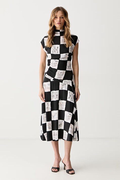 Karl Lagerfeld haljina A-kroja od viskoze crna B3W13021