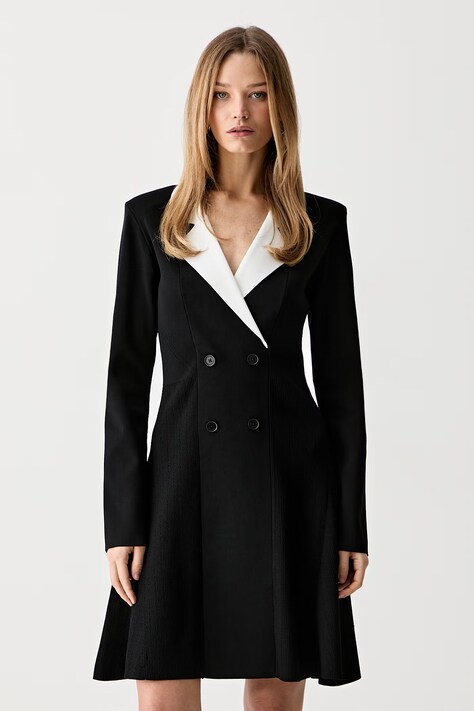 Karl Lagerfeld φόρεμα flared με βισκόζη μαύρο απλό B3W13038