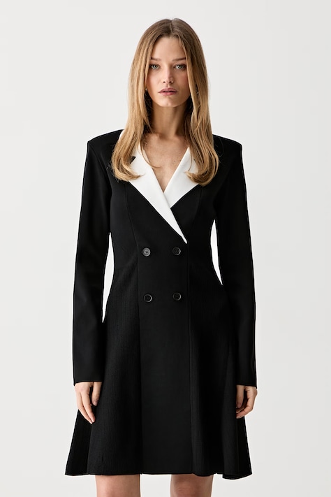 Karl Lagerfeld obleka A-kroja z viskozo črna enobarvna B3W13038