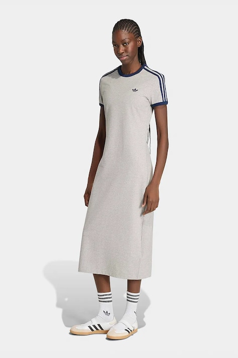 adidas Originals Šaty bavlnené s elastanom sivé s logom KS4764