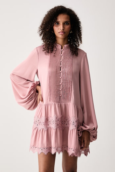 Bardot Rochie ANTONIA roz cu inserții de dantelă 59849DB3