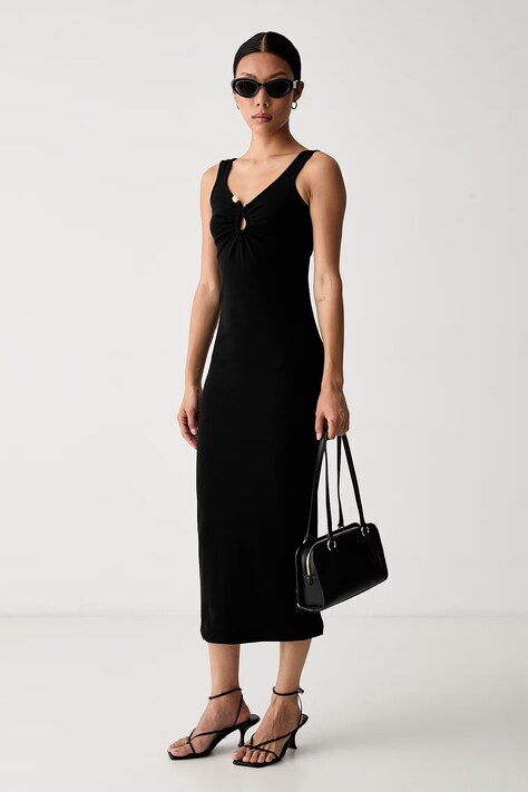 Bardot sukienka bodycon bawełniana z elastanem MASON czarna gładka 60517DB