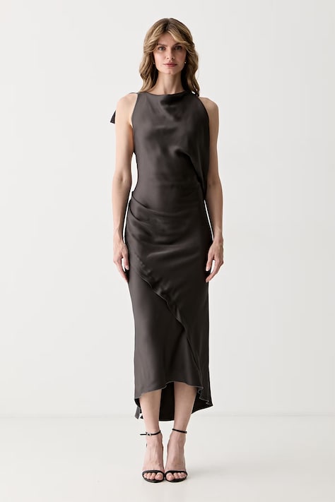 Victoria Beckham sukienka z acetatem brązowa gładka 1326WDR007612A