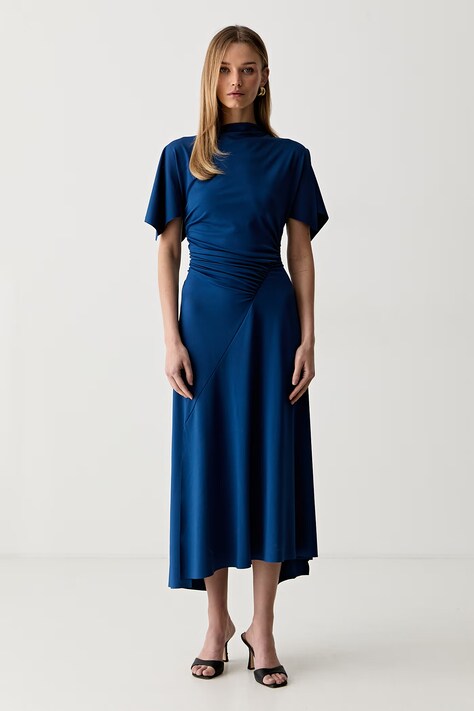 Victoria Beckham sukienka rozkloszowana granatowa 1326JDR007350A