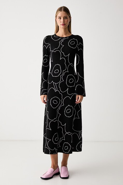Marimekko Haljina s vunom crna cvjetna 096079
