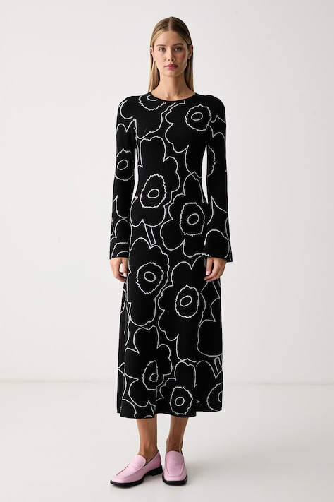 Marimekko Haljina s vunom crna cvjetna 096079