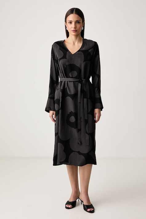 Marimekko Šaty s lyocellom sivé s kvetmi 096291
