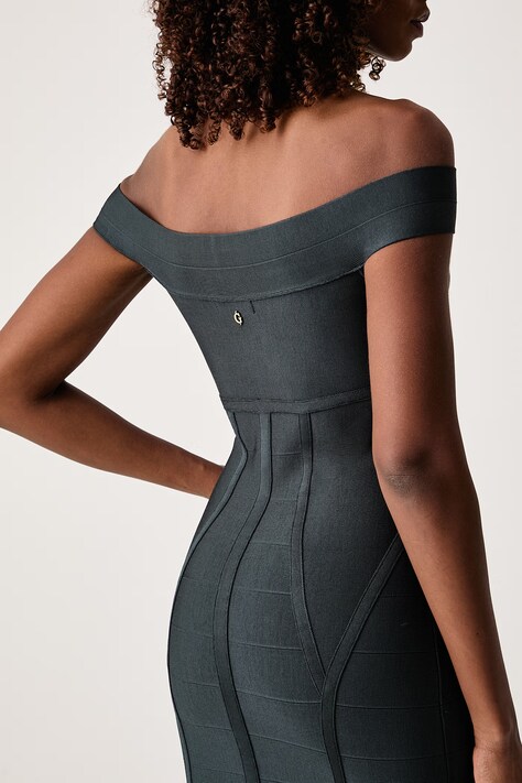 Guess Bodycon haljina s viskozom ELORA zelena bez uzorka W6BK69 Z1574